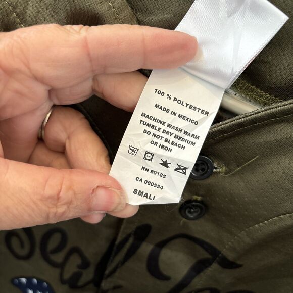 Don Alleson Athletic Baseball Jersey Green Seal Team 27 Buttons S Short Sleeve - Picture 3 of 9